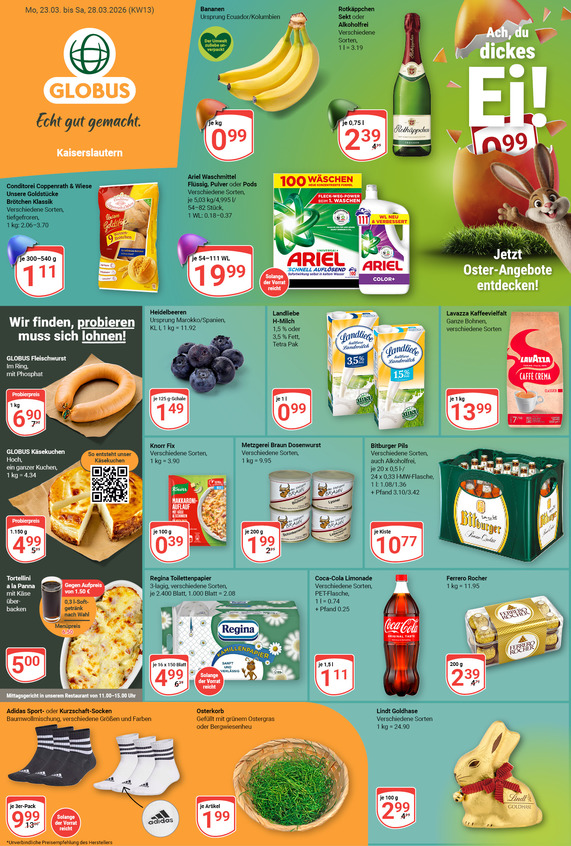 Aktuelles Werbeprospekt von GLOBUS mit Angeboten vom 23.03.2026 bis 28.03.2026