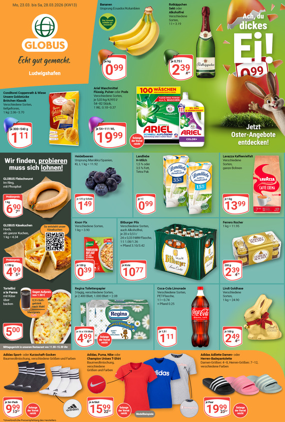 Aktuelles Werbeprospekt von GLOBUS mit Angeboten vom 23.03.2026 bis 28.03.2026