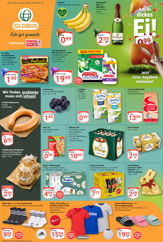 Kommendes Werbeprospekt von GLOBUS mit Angeboten vom 23.03.2026 bis 28.03.2026