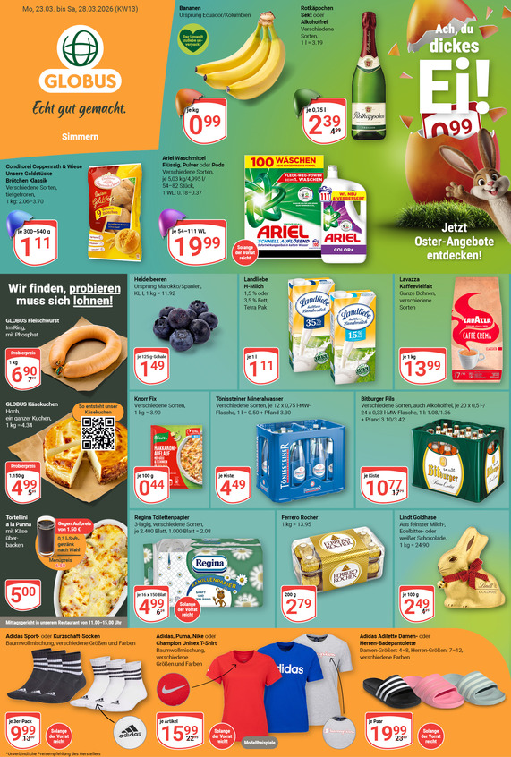 Kommendes Werbeprospekt von GLOBUS mit Angeboten vom 23.03.2026 bis 28.03.2026