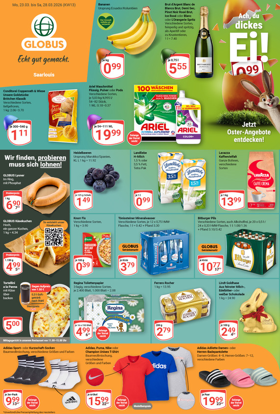 Aktuelles Werbeprospekt von GLOBUS mit Angeboten vom 23.03.2026 bis 28.03.2026