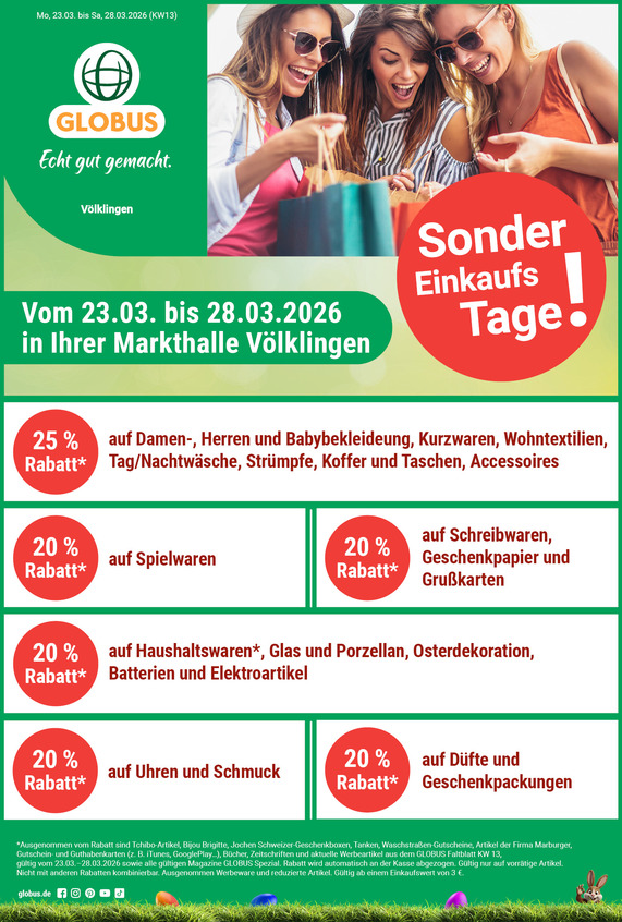 Kommendes Werbeprospekt von GLOBUS mit Angeboten vom 23.03.2026 bis 28.03.2026