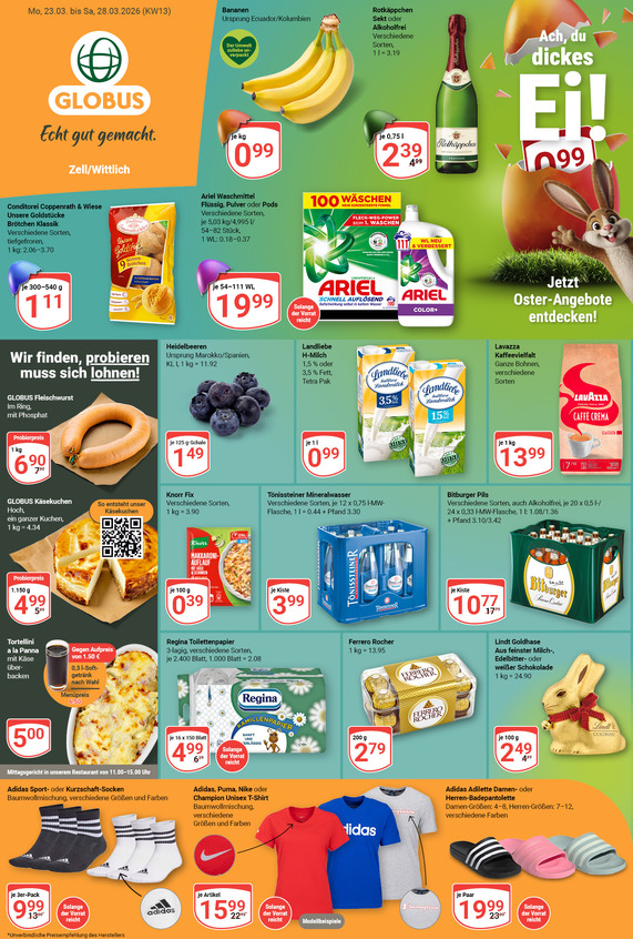 Aktuelles Werbeprospekt von GLOBUS mit Angeboten vom 23.03.2026 bis 28.03.2026