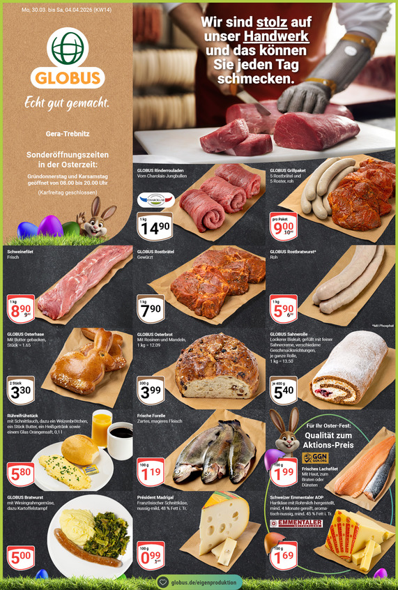 Aktuelles Werbeprospekt von GLOBUS mit Angeboten vom 30.03.2026 bis 04.04.2026