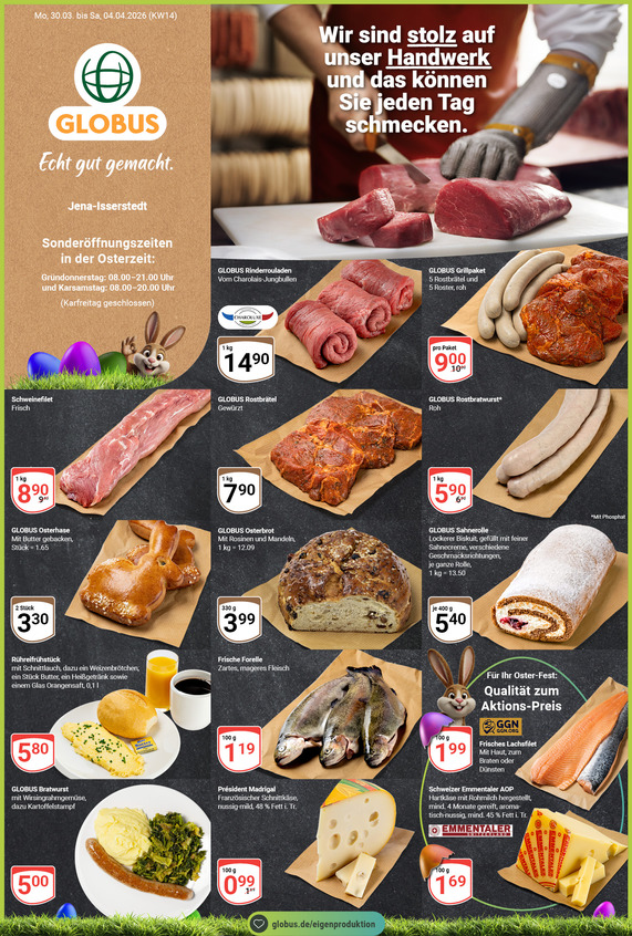 Kommendes Werbeprospekt von GLOBUS mit Angeboten vom 30.03.2026 bis 04.04.2026