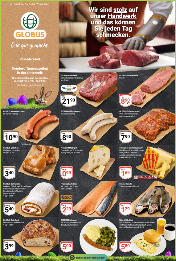 Aktuelles Werbeprospekt von GLOBUS mit Angeboten vom 30.03.2026 bis 04.04.2026