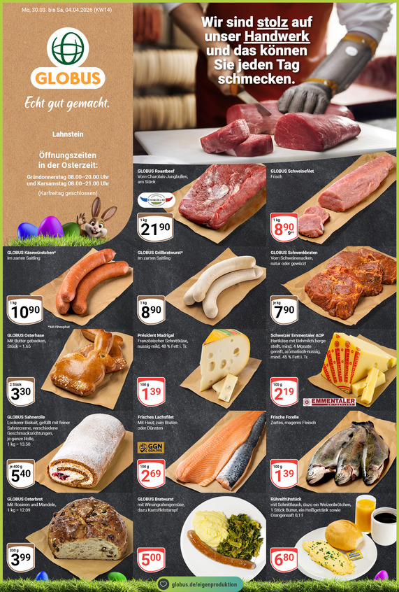 Kommendes Werbeprospekt von GLOBUS mit Angeboten vom 30.03.2026 bis 04.04.2026