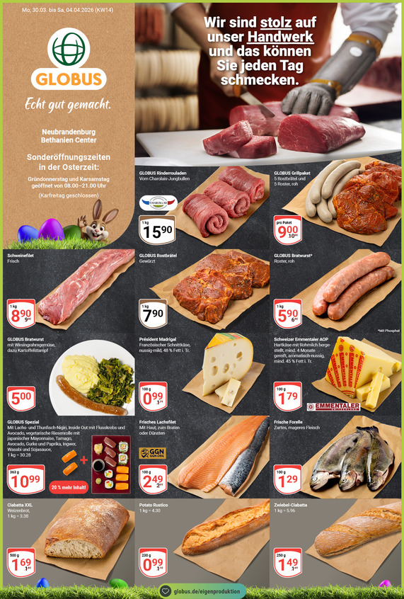 Kommendes Werbeprospekt von GLOBUS mit Angeboten vom 30.03.2026 bis 04.04.2026