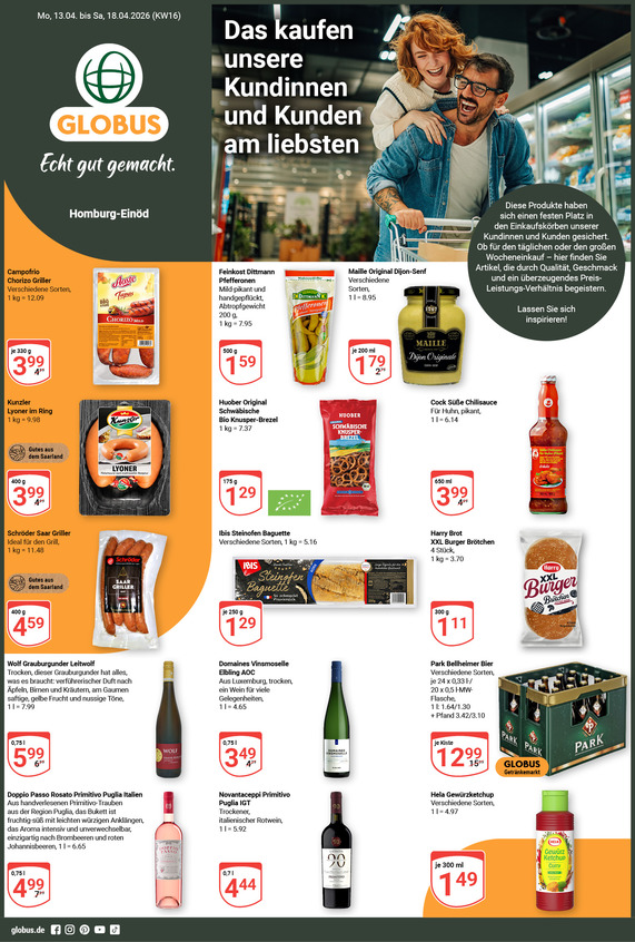 Kommendes Werbeprospekt von GLOBUS mit Angeboten vom 13.04.2026 bis 18.04.2026