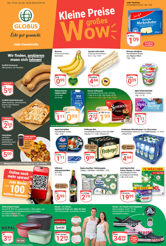 Aktuelles Werbeprospekt von GLOBUS mit Angeboten vom 13.04.2026 bis 18.04.2026