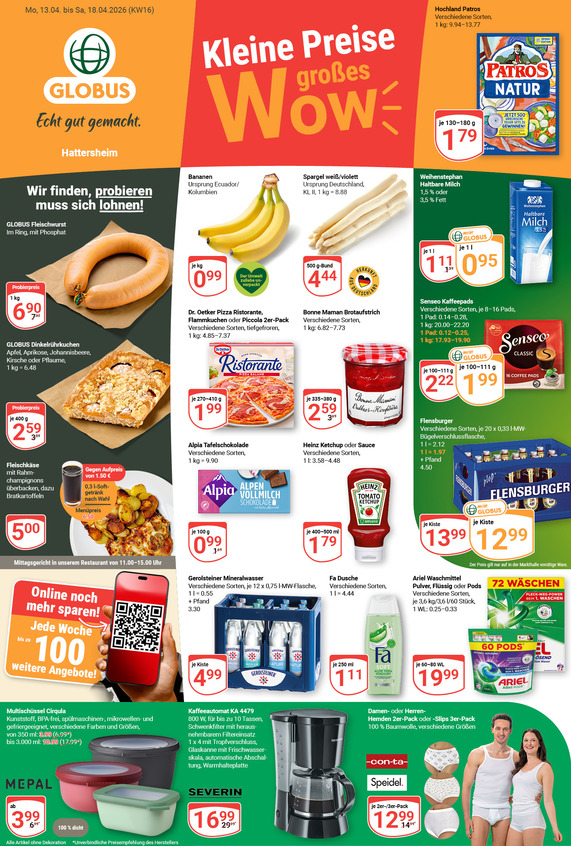 Aktuelles Werbeprospekt von GLOBUS mit Angeboten vom 13.04.2026 bis 18.04.2026