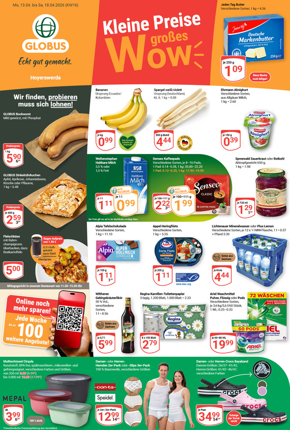 Aktuelles Werbeprospekt von GLOBUS mit Angeboten vom 13.04.2026 bis 18.04.2026