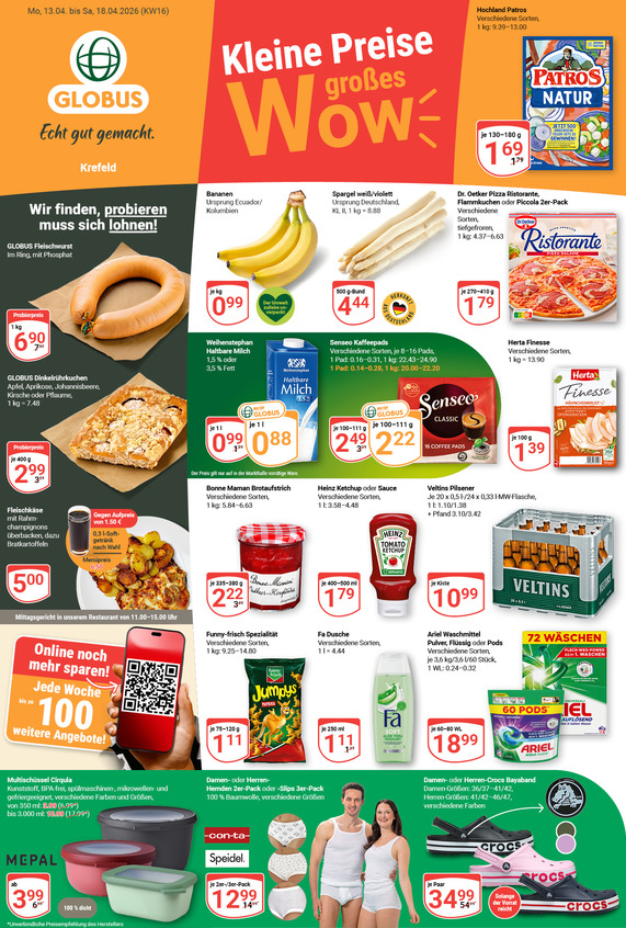 Kommendes Werbeprospekt von GLOBUS mit Angeboten vom 13.04.2026 bis 18.04.2026