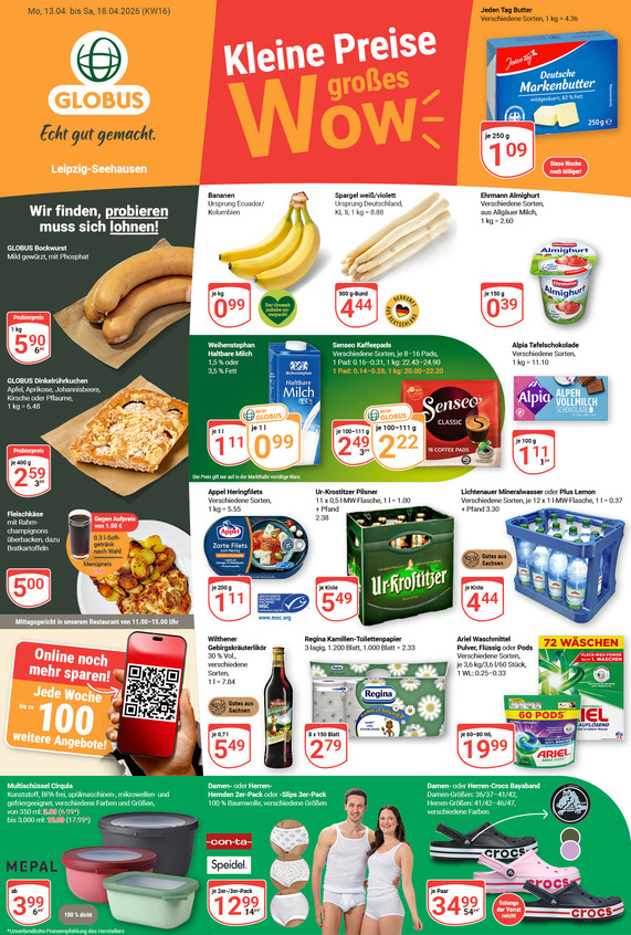 Aktuelles Werbeprospekt von GLOBUS mit Angeboten vom 13.04.2026 bis 18.04.2026