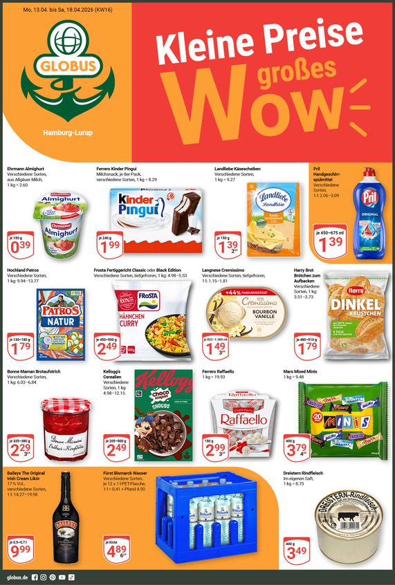 Aktuelles Werbeprospekt von GLOBUS mit Angeboten vom 13.04.2026 bis 18.04.2026