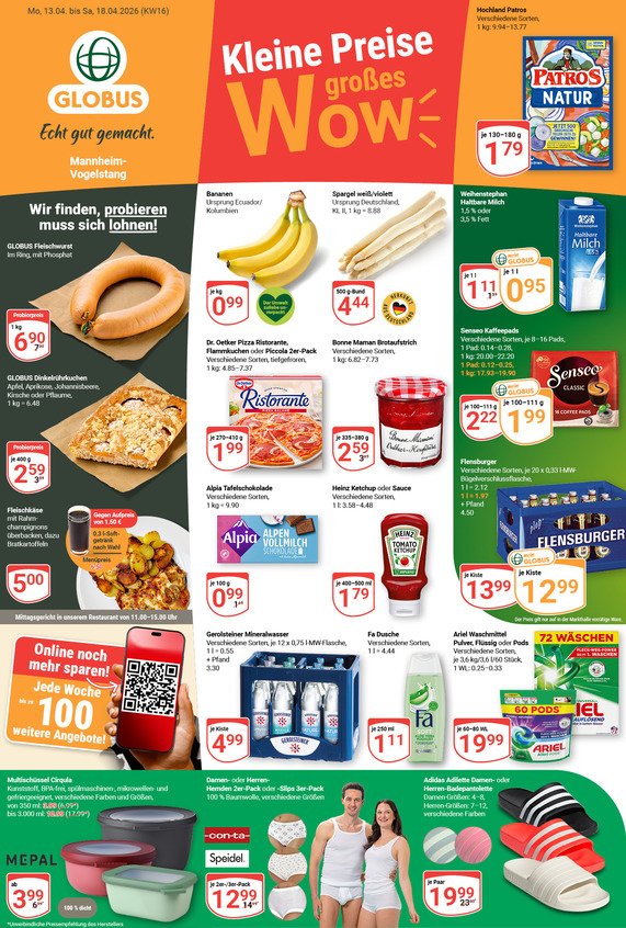 Aktuelles Werbeprospekt von GLOBUS mit Angeboten vom 13.04.2026 bis 18.04.2026