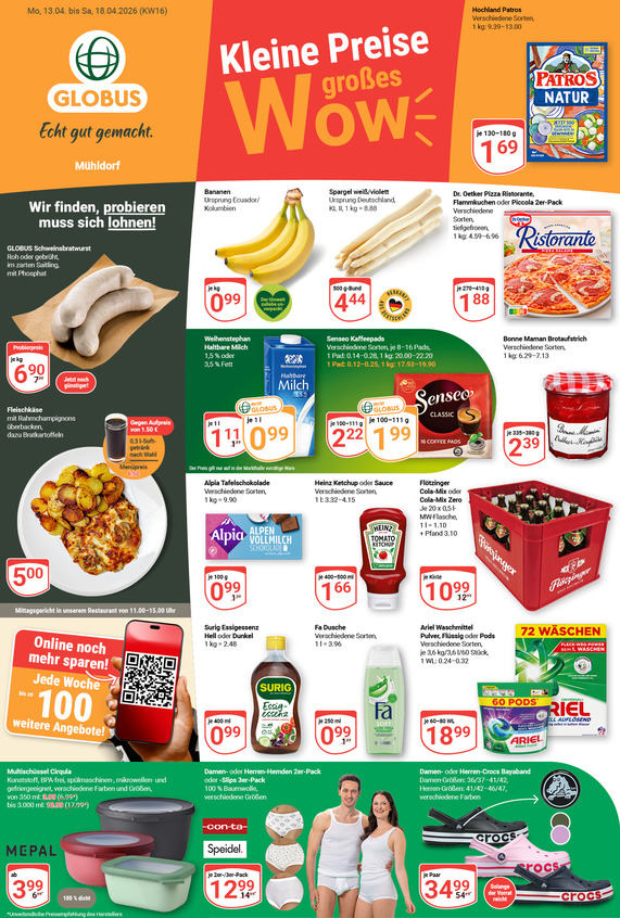 Aktuelles Werbeprospekt von GLOBUS mit Angeboten vom 13.04.2026 bis 18.04.2026