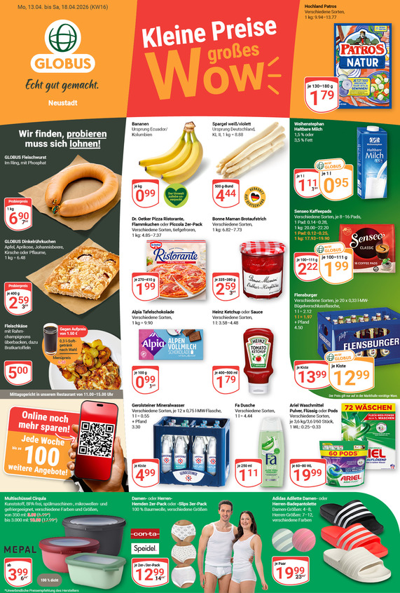 Aktuelles Werbeprospekt von GLOBUS mit Angeboten vom 13.04.2026 bis 18.04.2026