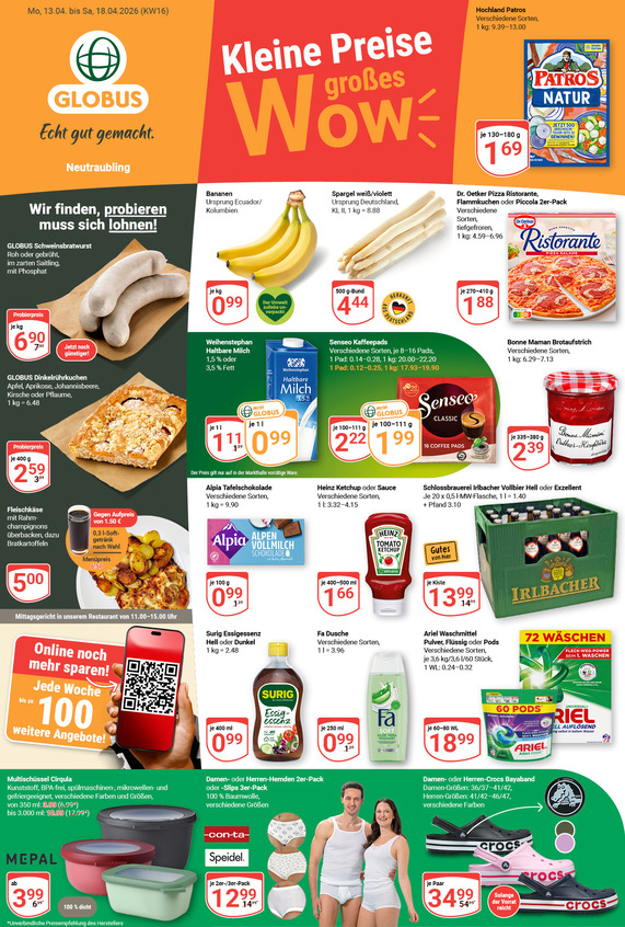 Aktuelles Werbeprospekt von GLOBUS mit Angeboten vom 13.04.2026 bis 18.04.2026