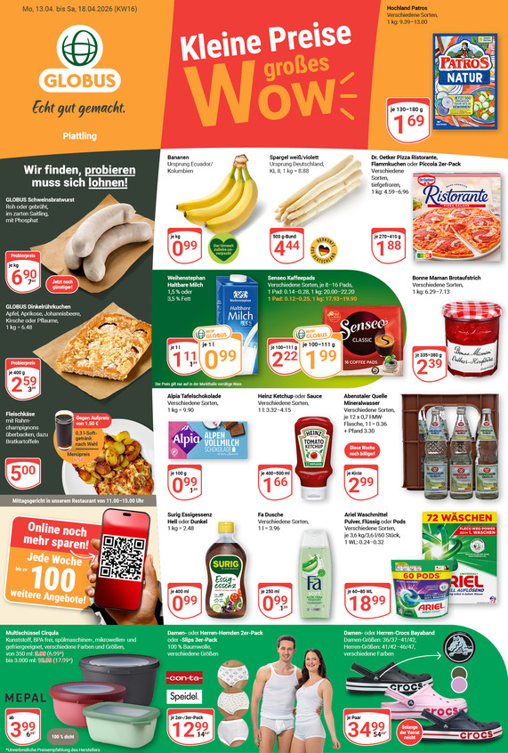 Kommendes Werbeprospekt von GLOBUS mit Angeboten vom 13.04.2026 bis 18.04.2026