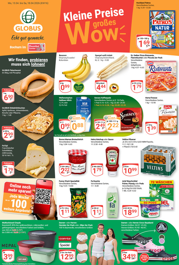 Kommendes Werbeprospekt von GLOBUS mit Angeboten vom 13.04.2026 bis 18.04.2026