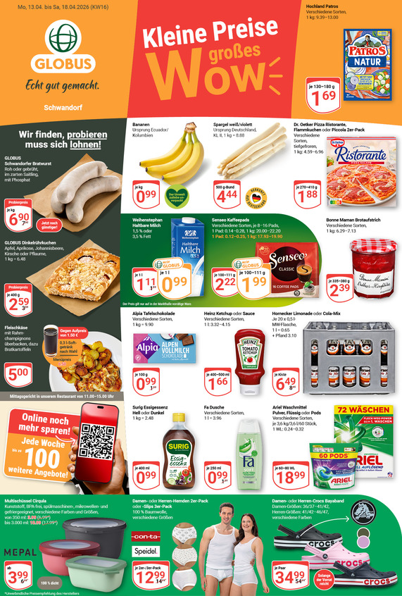 Kommendes Werbeprospekt von GLOBUS mit Angeboten vom 13.04.2026 bis 18.04.2026