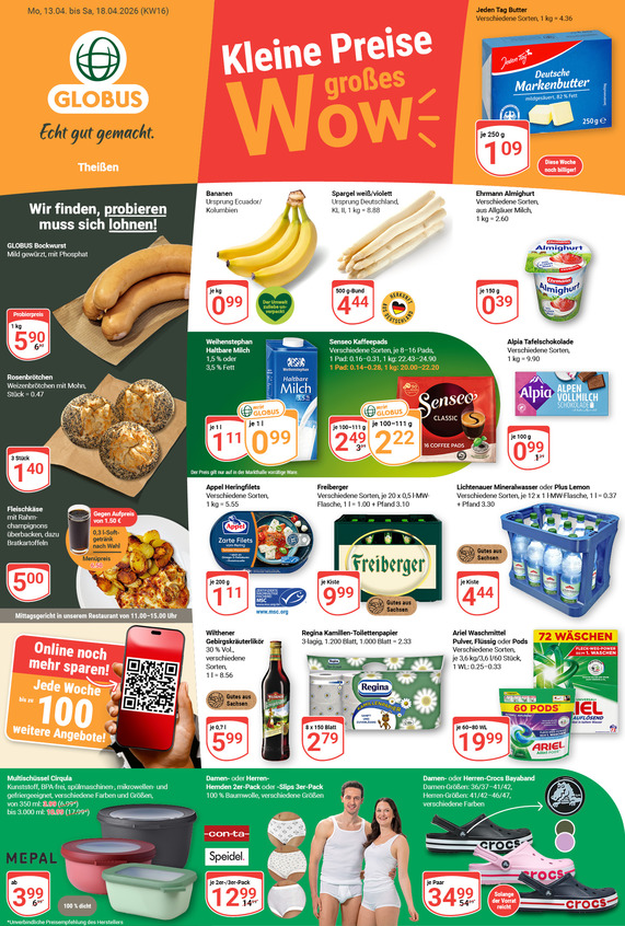 Kommendes Werbeprospekt von GLOBUS mit Angeboten vom 13.04.2026 bis 18.04.2026