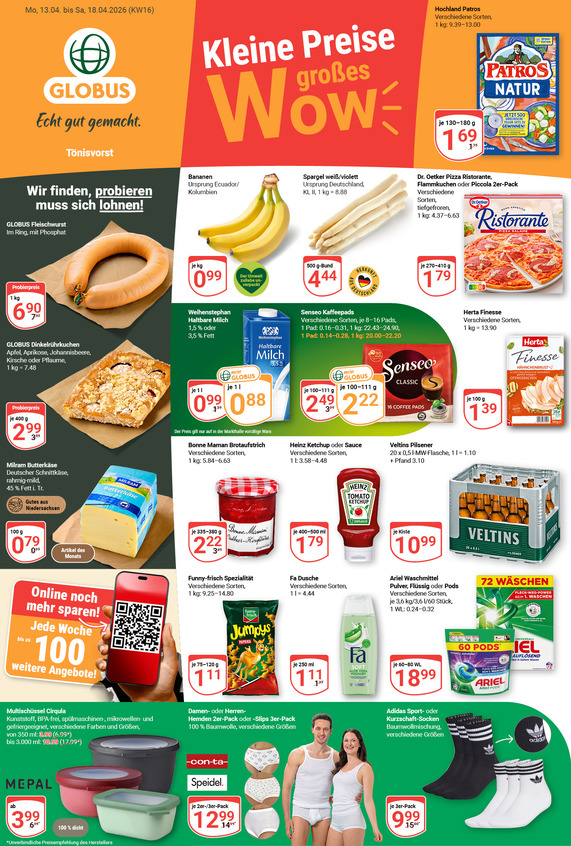 Aktuelles Werbeprospekt von GLOBUS mit Angeboten vom 13.04.2026 bis 18.04.2026