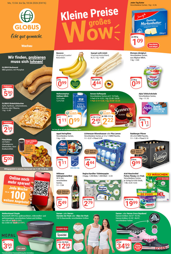 Aktuelles Werbeprospekt von GLOBUS mit Angeboten vom 13.04.2026 bis 18.04.2026