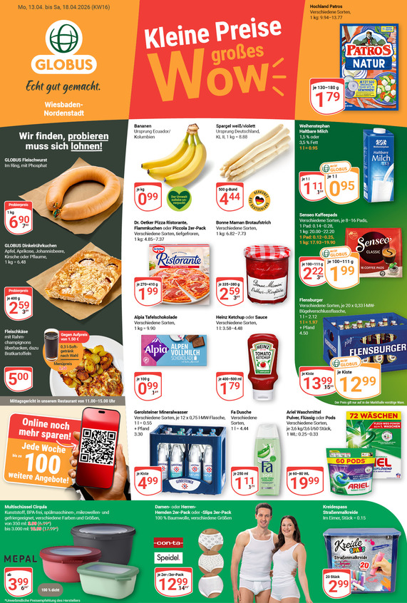 Aktuelles Werbeprospekt von GLOBUS mit Angeboten vom 13.04.2026 bis 18.04.2026