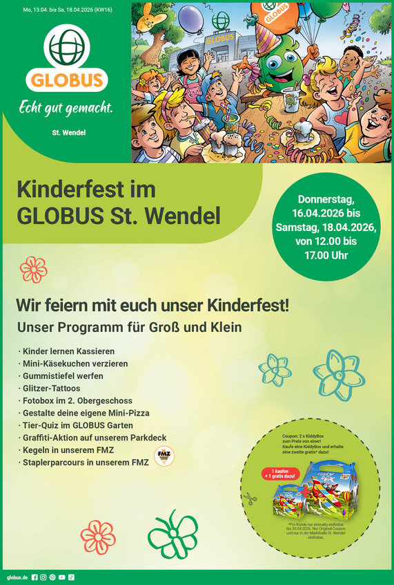 Kommendes Werbeprospekt von GLOBUS mit Angeboten vom 13.04.2026 bis 18.04.2026