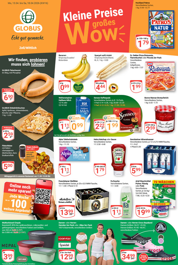Kommendes Werbeprospekt von GLOBUS mit Angeboten vom 13.04.2026 bis 18.04.2026