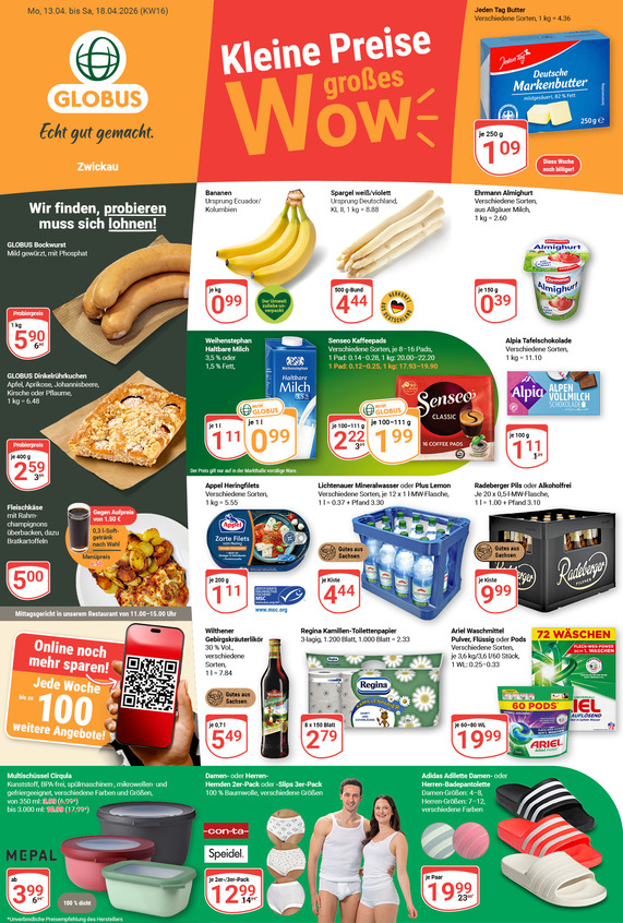 Kommendes Werbeprospekt von GLOBUS mit Angeboten vom 13.04.2026 bis 18.04.2026