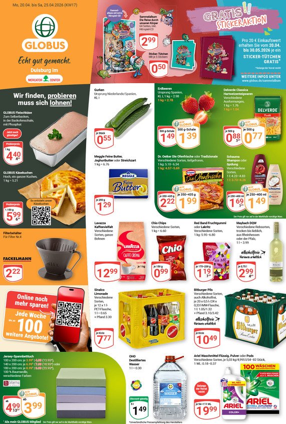 Kommendes Werbeprospekt von GLOBUS mit Angeboten vom 20.04.2026 bis 25.04.2026