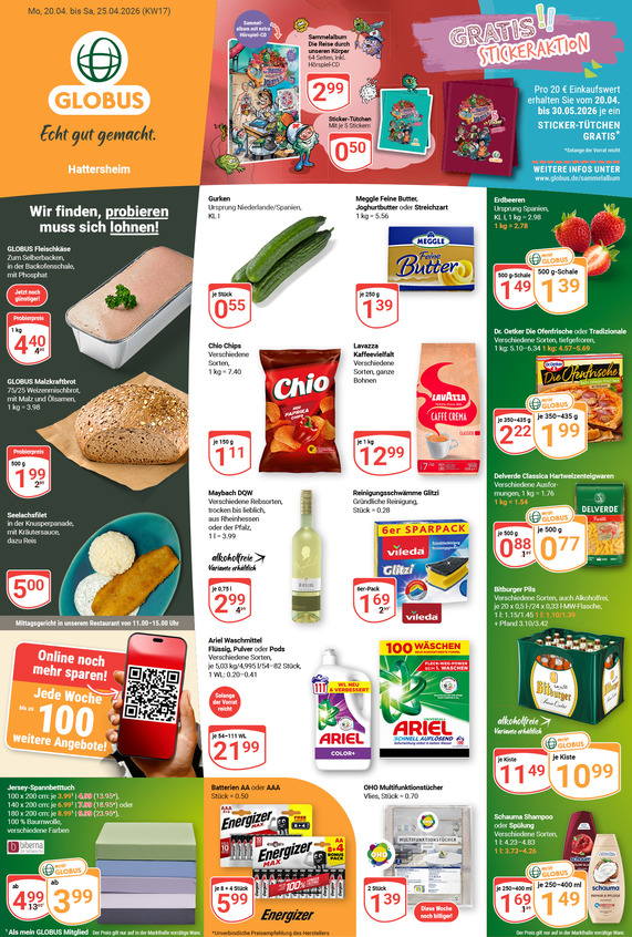 Kommendes Werbeprospekt von GLOBUS mit Angeboten vom 20.04.2026 bis 25.04.2026