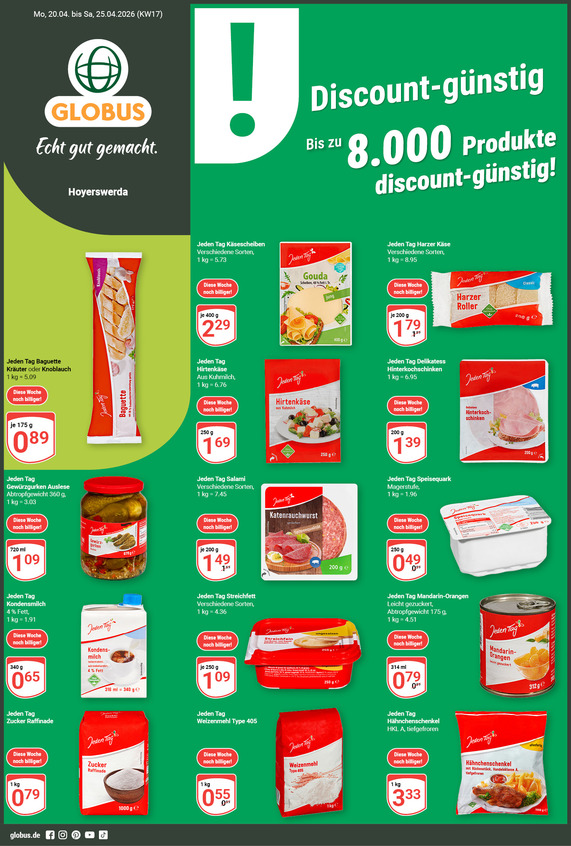 Aktuelles Werbeprospekt von GLOBUS mit Angeboten vom 20.04.2026 bis 25.04.2026