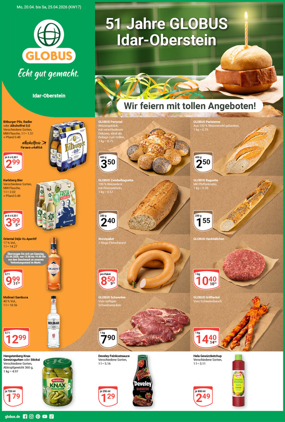 Aktuelles Werbeprospekt von GLOBUS mit Angeboten vom 20.04.2026 bis 25.04.2026