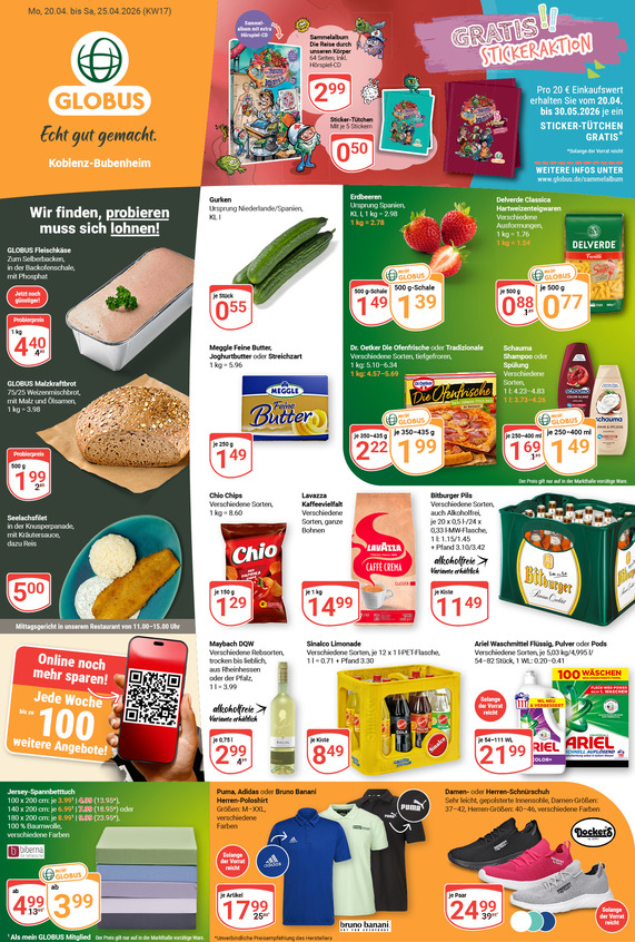 Aktuelles Werbeprospekt von GLOBUS mit Angeboten vom 20.04.2026 bis 25.04.2026