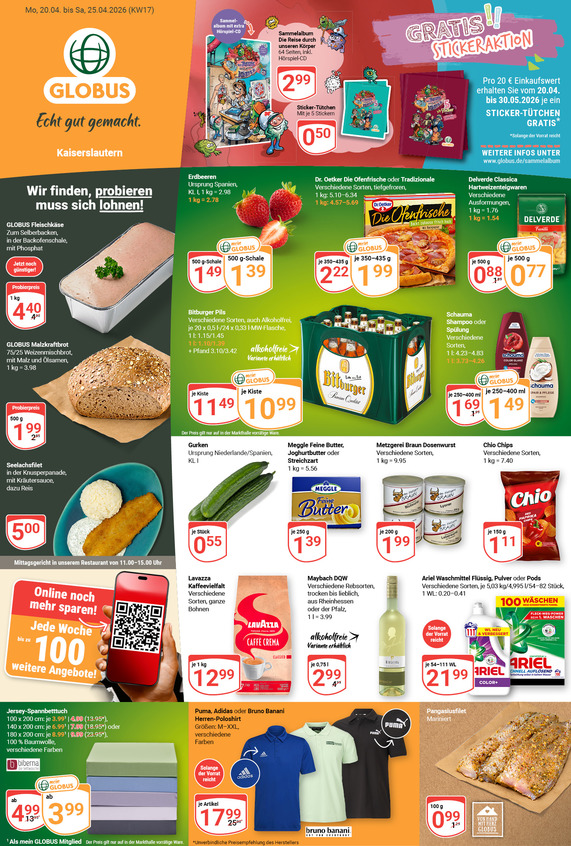 Aktuelles Werbeprospekt von GLOBUS mit Angeboten vom 20.04.2026 bis 25.04.2026