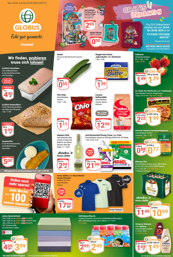 Kommendes Werbeprospekt von GLOBUS mit Angeboten vom 20.04.2026 bis 25.04.2026