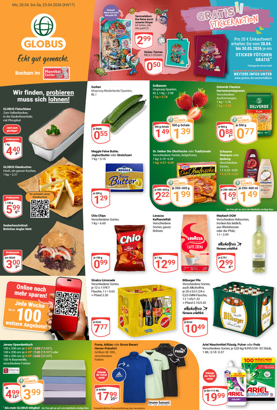 Kommendes Werbeprospekt von GLOBUS mit Angeboten vom 20.04.2026 bis 25.04.2026