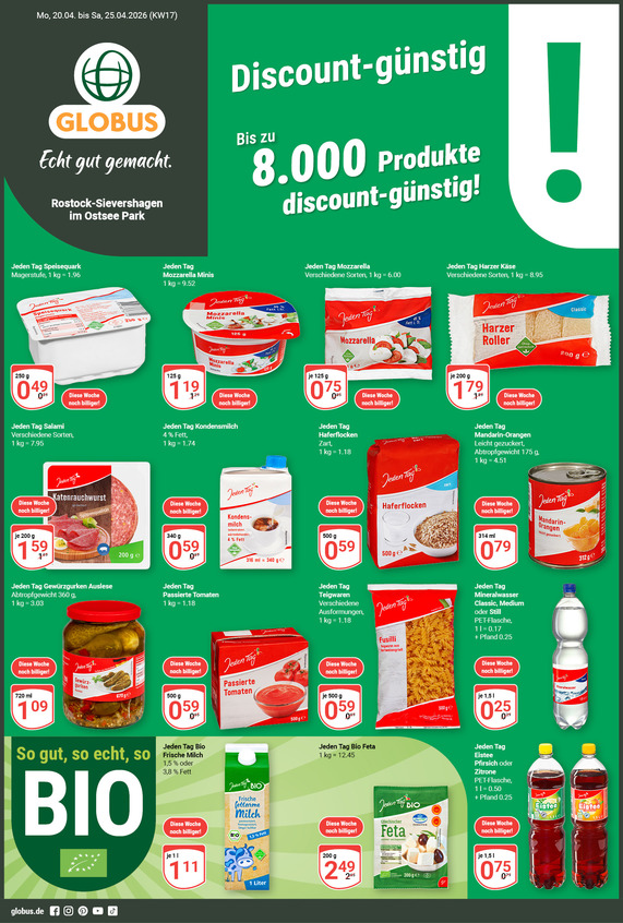 Aktuelles Werbeprospekt von GLOBUS mit Angeboten vom 20.04.2026 bis 25.04.2026
