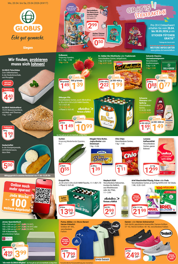 Aktuelles Werbeprospekt von GLOBUS mit Angeboten vom 20.04.2026 bis 25.04.2026