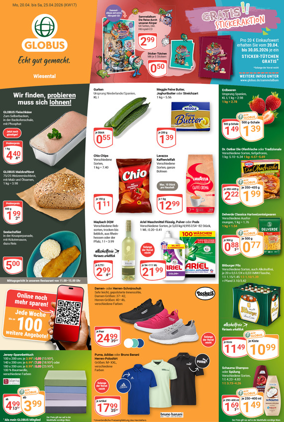 Kommendes Werbeprospekt von GLOBUS mit Angeboten vom 20.04.2026 bis 25.04.2026