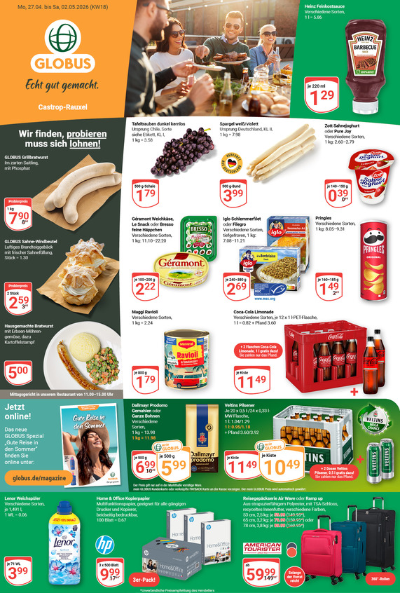 Kommendes Werbeprospekt von GLOBUS mit Angeboten vom 27.04.2026 bis 02.05.2026