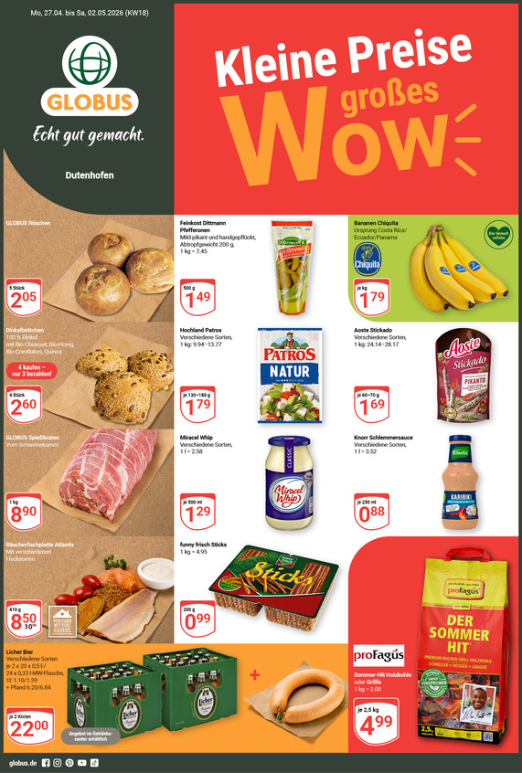 Kommendes Werbeprospekt von GLOBUS mit Angeboten vom 27.04.2026 bis 02.05.2026