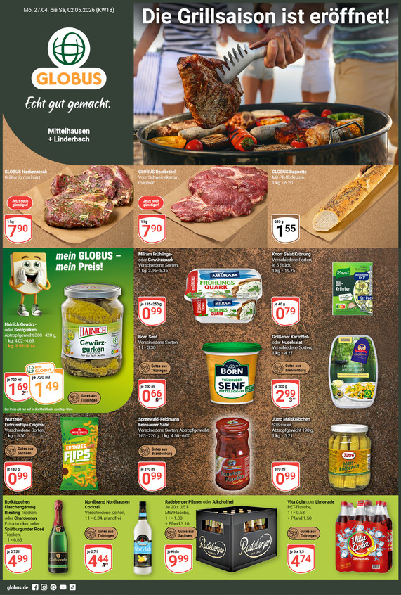 Kommendes Werbeprospekt von GLOBUS mit Angeboten vom 27.04.2026 bis 02.05.2026