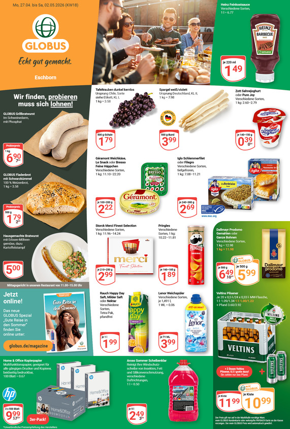 Aktuelles Werbeprospekt von GLOBUS mit Angeboten vom 27.04.2026 bis 02.05.2026