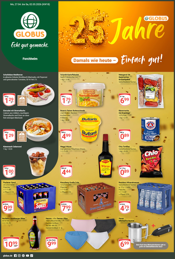 Aktuelles Werbeprospekt von GLOBUS mit Angeboten vom 27.04.2026 bis 02.05.2026