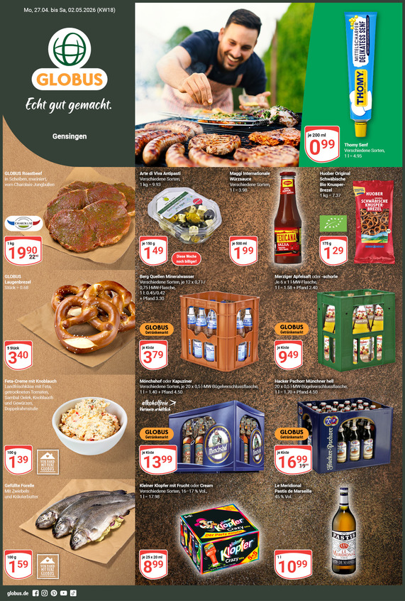 Aktuelles Werbeprospekt von GLOBUS mit Angeboten vom 27.04.2026 bis 02.05.2026